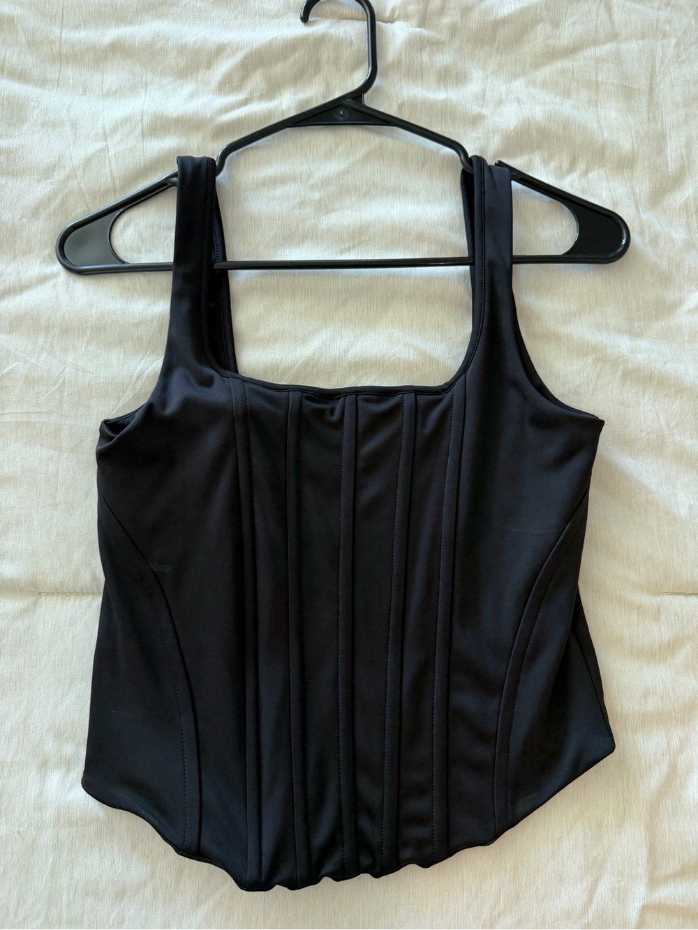 Express Black Structured Square-Neck Tank Top